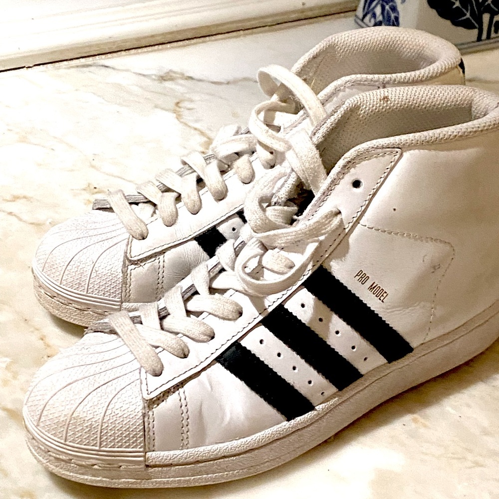 White awoken once original Adidas gold foil trefoil paid $85